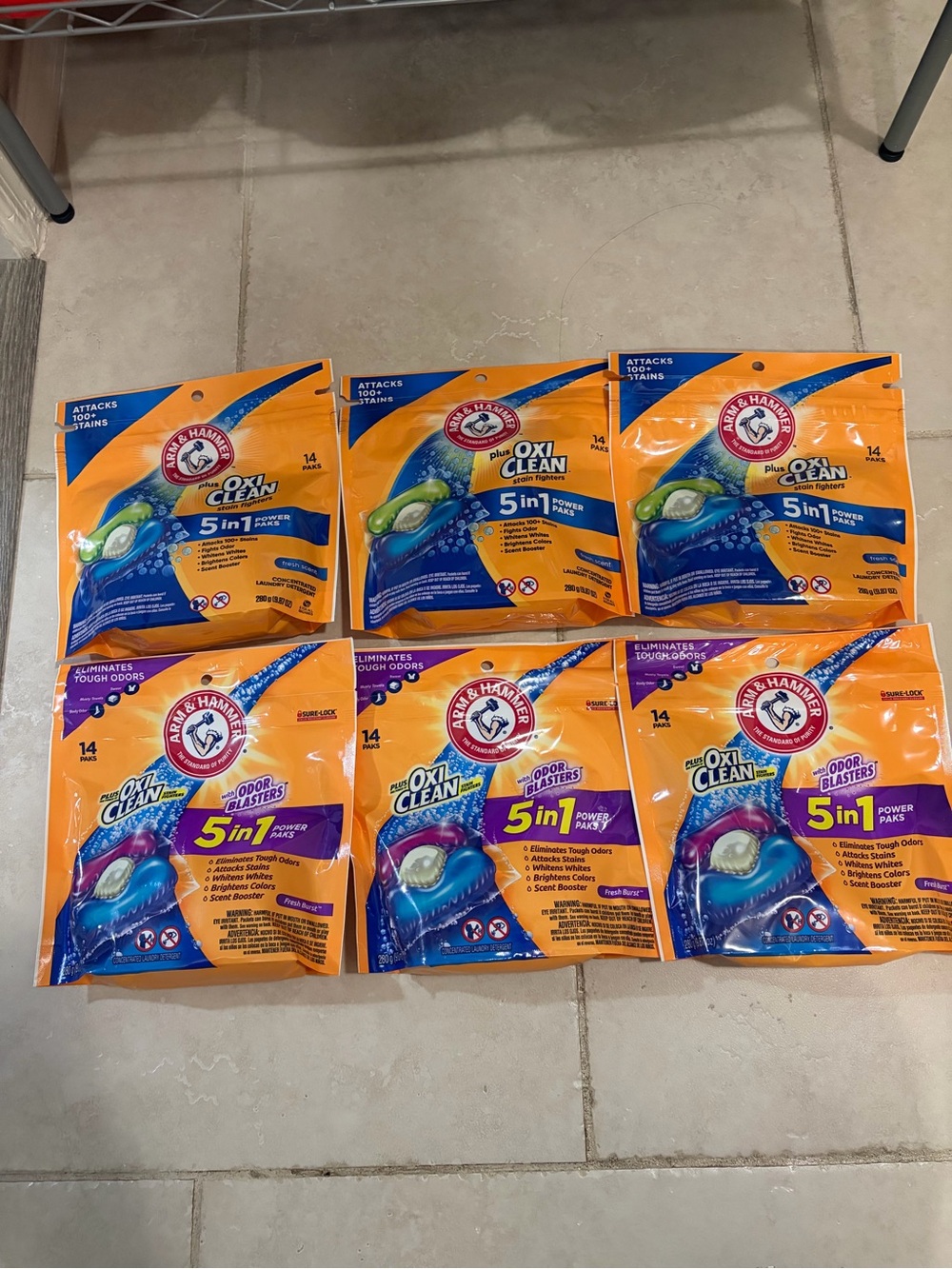 Arm & Hammer Oxi Clean 5-in-1 Laundry Pacs - Orange & Blue Packaging